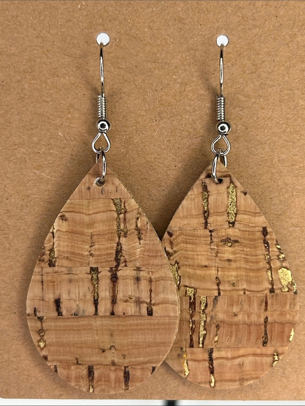 Mini Real Cork Teardrop Earrings